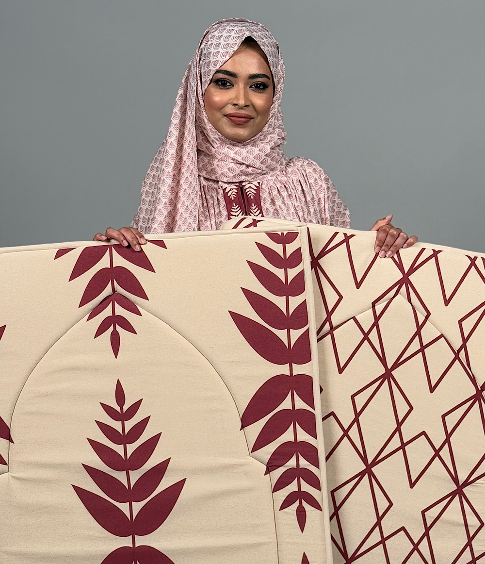 طقم صلاة لف - عنابي 